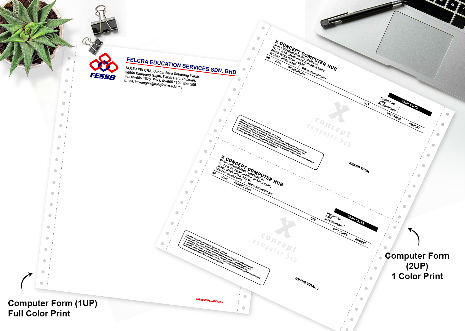 ONE COLOR OR FULL COLORS COMPUTER FORM PRINTINGS